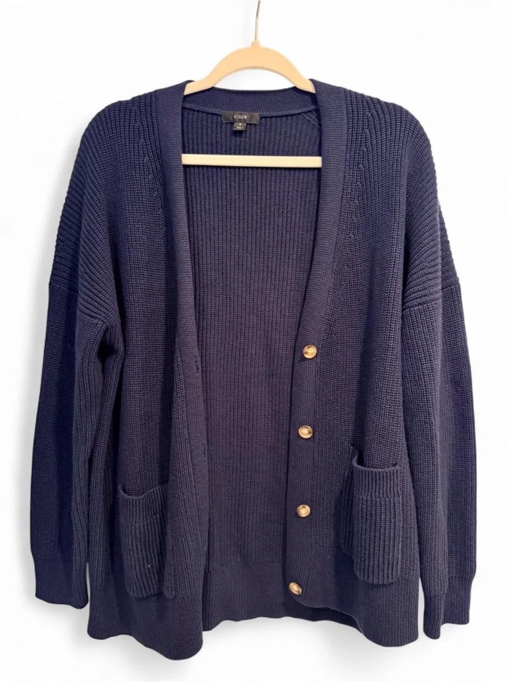 J.Crew Navy Cotton Cashmere Oversized Cardigan Sweater Size Small